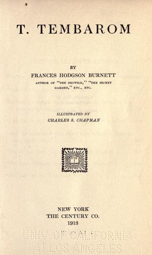 Frances Hodgson Burnett: T. Tembarom (1913, The Century Co.)