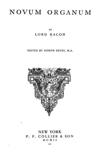 Francis Bacon: Novum organum (1902, P.F. Collier)