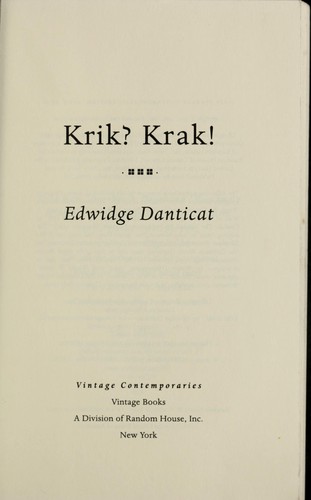 Edwidge Danticat: Krik? Krak! (1996, Vintage Books)