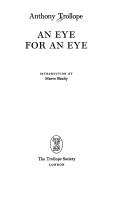 Anthony Trollope, Skilton: An eye for an eye (Hardcover, 1993, Ashgate Publishing, Trollope Society)