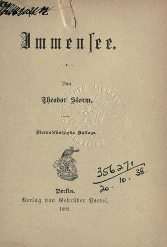 Theodor Storm: Immensee. (German language, 1902, Paetel)