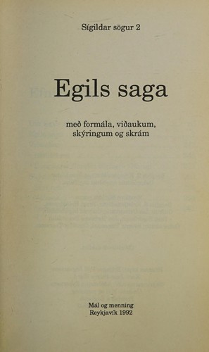Snorri Sturluson: Egils saga (Icelandic language, 1992, Mál og menning)