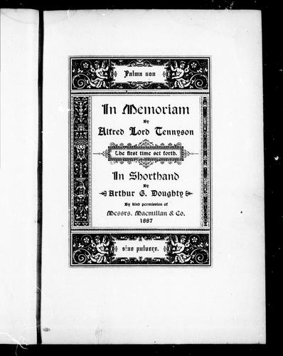 Alfred Lord Tennyson, Vernon Purinton Squires: In memoriam (1887, s.n.])