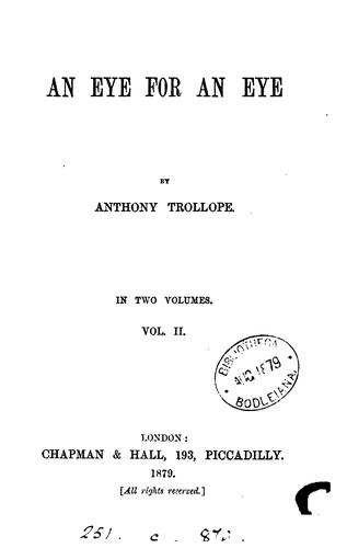 Anthony Trollope: An eye for an eye. (1967, Stein and Day)