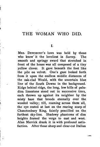 Grant Allen: The Woman who Did (1895, Roberts bros.; [etc ., etc.])