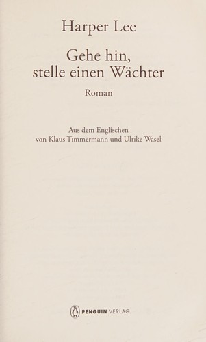 Gehe hin, stelle einen Wächter (German language, 2016, Penguin Verlag)