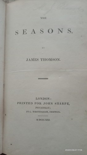 The seasons (Hardcover, 1821, John Sharpe)