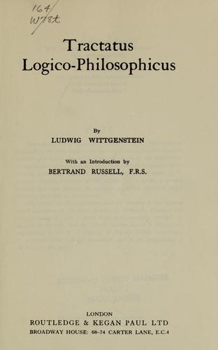 Ludwig Wittgenstein: Tractatus logico-philosophicus (1922, Routledge & Kegan Paul)