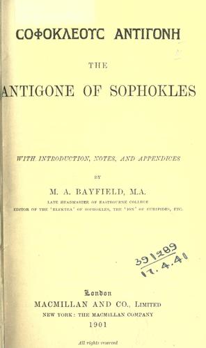 Sophocles: Antigone (Ancient Greek language, 1901, Macmillan)