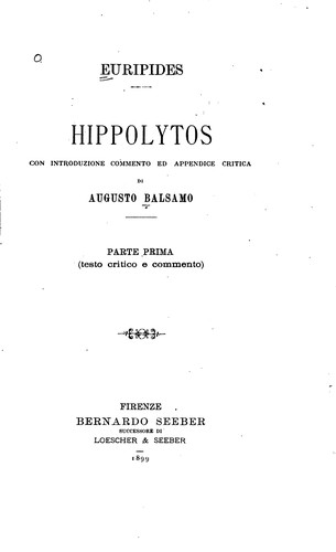 Euripides: Hippolytos (1899, B. Seeber)