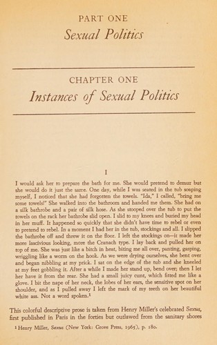 Sexual Politics. (1971, Avon Books)