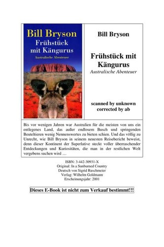 Bill Bryson: Frühstück mit Kängurus. Australische Abenteuer. (Hardcover, German language, 2001, Goldmann)