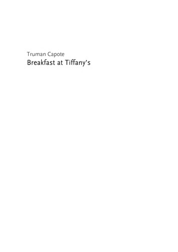 Breakfast at Tiffany's (2008, Penguin)