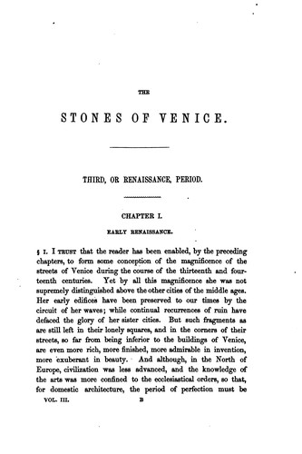 John Ruskin: The Stones of Venice (1867, Smith, Elder)