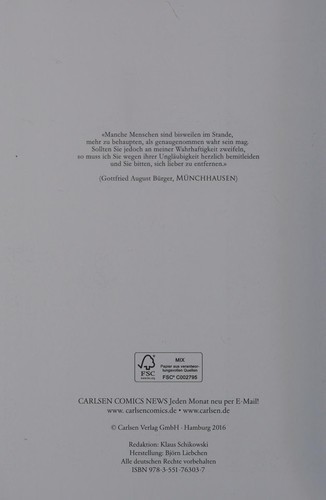 Flix: Münchhausen (German language, 2016, Carlsen, Carlsen Verlag Gmbh)