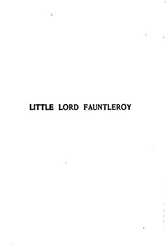 Frances Hodgson Burnett: Little Lord Fauntleroy (1917, C. Scribner's sons)