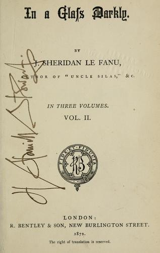 Joseph Sheridan Le Fanu: In a glass darkly (1872, R. Bentley)