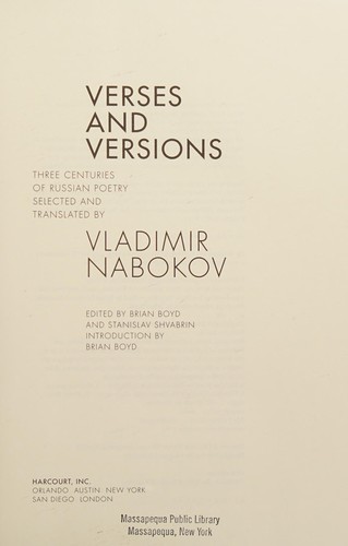 Vladimir Nabokov: Verse and Versions (Hardcover, 2007, Harcourt)