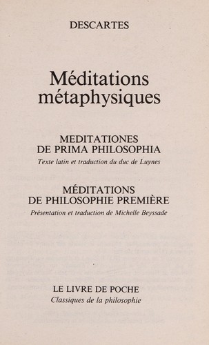 Méditations métaphysiques (French language, 1990, Librairie générale française)
