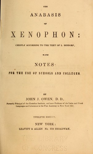 Xenophon: The Anabasis of Xenophon (1843, Leavitt & Allen)