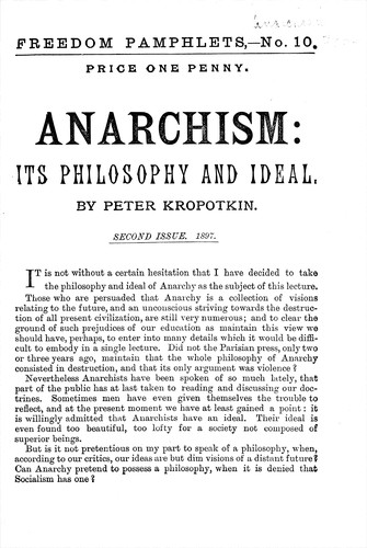 Anarchism: Its Philosophy and Ideal (1897, Freedom)