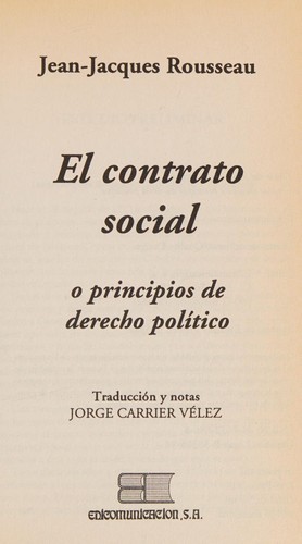 Jean-Jacques Rousseau: El contrato social (Undetermined language, 1998, Edicomunicación)