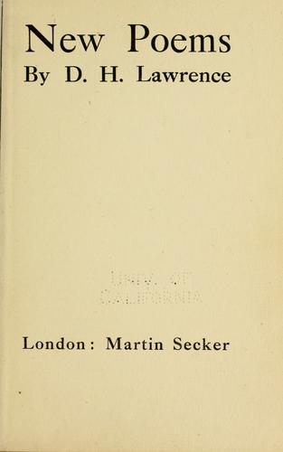 D. H. Lawrence: New poems. (1919, M. Secker)