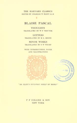 Blaise Pascal: Thoughts (1910, P.F. Collier)