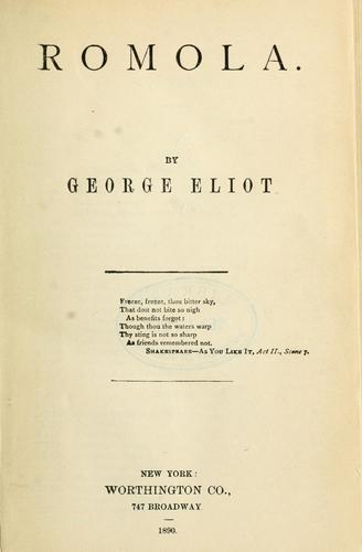 George Eliot: Romola (1890, Worthington)