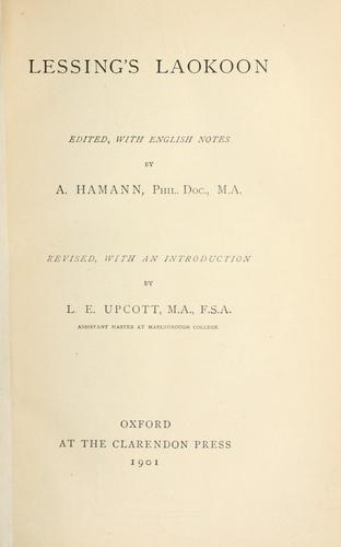 Gotthold Ephraim Lessing: Laokoon. (German language, 1901, Clarendon Press)