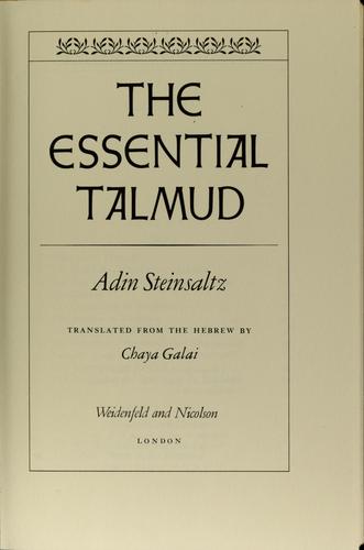 Adin Steinsaltz: The essential Talmud (1976, Basic Books)