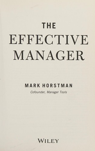 Effective Manager (2016, Wiley & Sons, Incorporated, John)