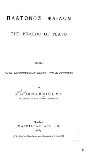 Plato: The Phaedo of Plato (1883, Macmillan and co.)