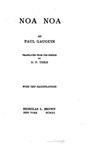 Paul Gauguin: Noa Noa (1920, Nicholas L. Brown)