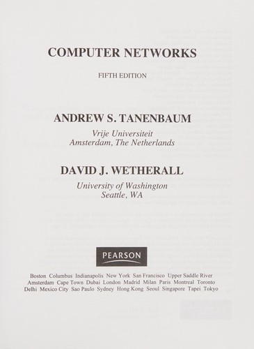 Andrew S. Tanenbaum, David J. Wetherall: Computer Networks (2010, Pearson Education, Limited)