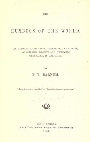 P. T. Barnum: The humbugs of the world (EBook, 1866, Carleton)