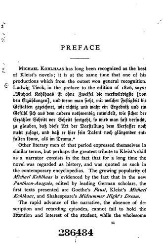 Heinrich von Kleist: Michael Kohlhaas (German language, 1902, H. Holt)