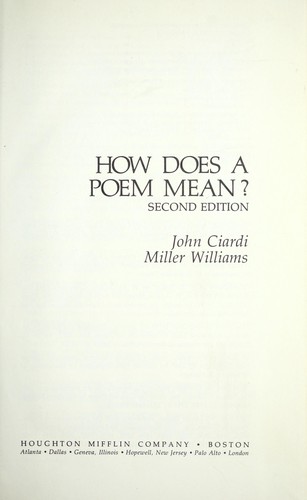 How does a poem mean? (1959, Houghton Mifflin)