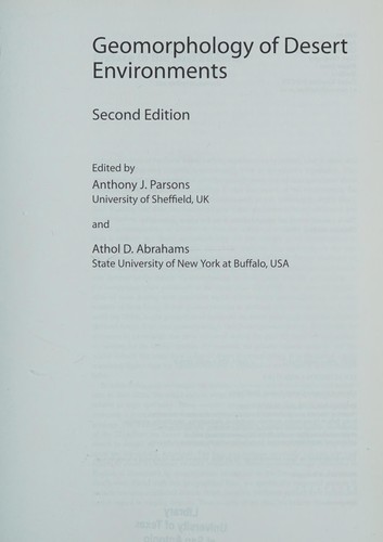 A. J. Parsons: Geomorphology of desert environments (Hardcover, 2009, Springer)