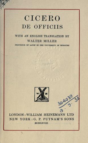 Cicero: De officiis. (Latin language, 1913, Heinemann)