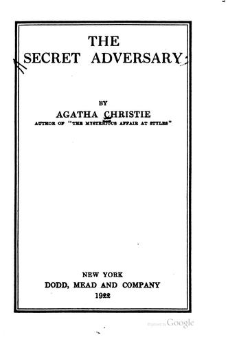 The secret adversary (1922, Dodd, Mead)