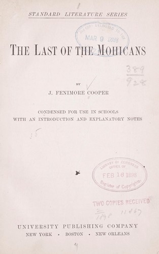 James Fenimore Cooper: The last of the Mohicans. (1898, University publishing company)