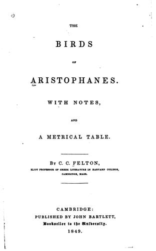 Aristophanes: The  Birds of Aristophanes (Ancient Greek language, 1849, John Bartlett)