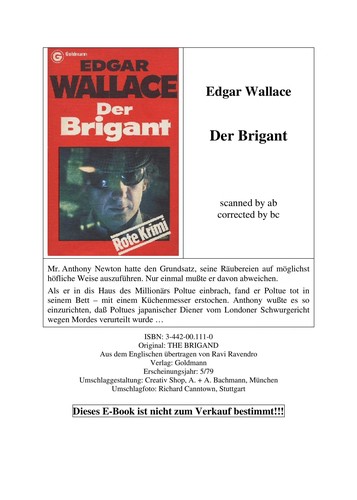 Edgar Wallace: Der Brigant (German language, 1977, Goldmann)