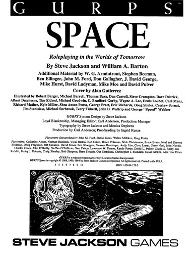 GURPS Space: Roleplaying in the Worlds of Tomorrow (Paperback, 1994, STEVE JACKSON GAMES)