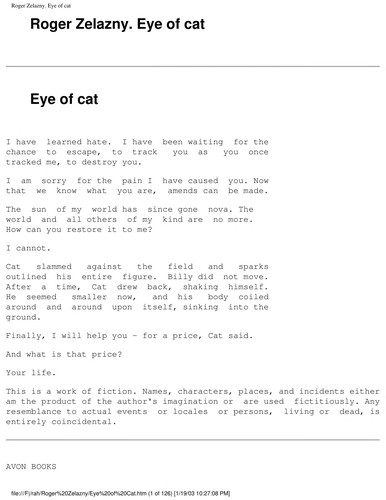 Eye of Cat (1991, Avon Books (Mm))