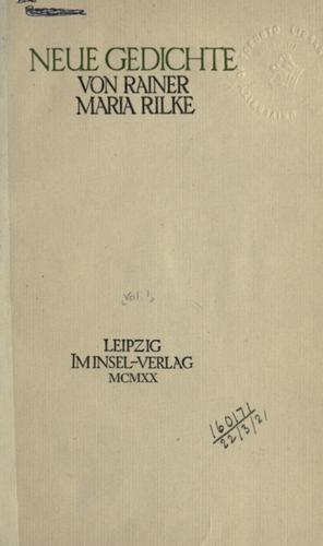 Rainer Maria Rilke: Neue Gedichte. (1920, Insel-Verlag)