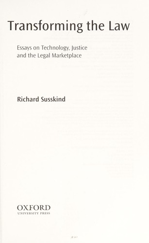 Richard E. Susskind: Transforming the law (2000, Oxford University Press)