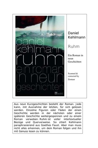 Daniel Kehlmann: Ruhm (German language, 2009, Rowohlt)