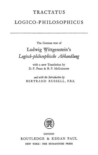 Ludwig Wittgenstein: Tractatus logico-philosophicus (2001)